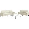 Sofa Sofos komplektas su pagalvėlėmis, 3 dalių, kreminis, aksomas