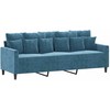 Sofa Sofos komplektas su pagalvėlėmis, 3 dalių, mėlynas, aksomas