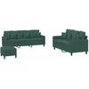 Sofa Sofos komplektas su pagalvėlėmis, 3 dalių, žalias, aksomas
