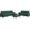Sofa Sofos komplektas su pagalvėlėmis, 3 dalių, žalias, aksomas