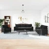 Sofa Sofos komplektas su pagalvėlėmis, 3 dalių, juodas, aksomas