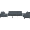 Sofa Sofos komplektas su pagalvėlėmis, 3 dalių, pilkas, aksomas