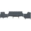 Sofa Sofos komplektas su pagalvėlėmis, 3 dalių, pilkas, aksomas
