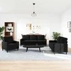 Sofa Sofos komplektas su pagalvėlėmis, 3 dalių, juodas, aksomas