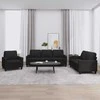 Sofa Sofos komplektas su pagalvėlėmis, 3 dalių, juodas, dirbtinė oda