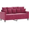 Sofa Sofos komplektas su pagalvėlėmis, 3 dalių, vyno, aksomas