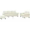 Sofa Sofos komplektas su pagalvėlėmis, 3 dalių, kreminis, aksomas