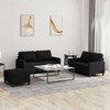 Sofa Sofos komplektas su pagalvėlėmis, 3 dalių, juodas, audinys