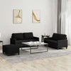Sofa Sofos komplektas su pagalvėlėmis, 3 dalių, juodas, audinys