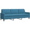 Sofa Sofos komplektas su pagalvėlėmis, 3 dalių, mėlynas, aksomas