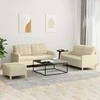 Sofa Sofos komplektas su pagalvėlėmis, 3 dalių, kreminis, audinys