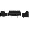 Sofa Sofos komplektas su pagalvėlėmis, 3 dalių, juodas, aksomas