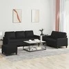 Sofa Sofos komplektas su pagalvėlėmis, 3 dalių, juodas, dirbtinė oda