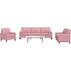 Sofa Sofos komplektas su pagalvėlėmis, 3 dalių, rožinis, aksomas