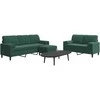 Sofa Sofos komplektas su pagalvėlėmis, 3 dalių, žalias, aksomas