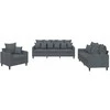 Sofa Sofos komplektas su pagalvėlėmis, 3 dalių, pilkas, aksomas