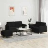 Sofa Sofos komplektas su pagalvėlėmis, 3 dalių, juodas, audinys