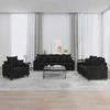 Sofa Sofos komplektas su pagalvėlėmis, 3 dalių, juodas, aksomas