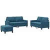 Sofa Sofos komplektas su pagalvėlėmis, 3 dalių, mėlynas, aksomas
