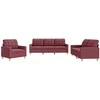 Sofa Sofos komplektas su pagalvėlėmis, 3 dalių, vyno, audinys