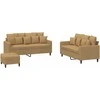 Sofa Sofos komplektas su pagalvėlėmis, 3 dalių, rudas, aksomas