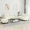 Sofa Sofos komplektas su pagalvėlėmis, 3 dalių, kreminis, aksomas