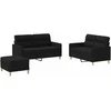 Sofa Sofos komplektas su pagalvėlėmis, 3 dalių, juodas, audinys