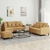 Sofa Sofos komplektas su pagalvėlėmis, 3 dalių, rudas, aksomas
