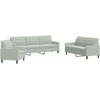 Sofa Sofos komplektas su pagalvėlėmis, 3 dalių, pilkas, aksomas
