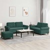 Sofa Sofos komplektas su pagalvėlėmis, 3 dalių, žalias, aksomas