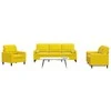 Sofa Sofos komplektas su pagalvėlėmis, 3 dalių, geltonas, aksomas