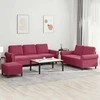 Sofa Sofos komplektas su pagalvėlėmis, 3 dalių, vyno, aksomas