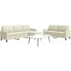 Sofa Sofos komplektas su pagalvėlėmis, 3 dalių, kreminis, aksomas