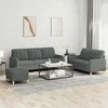 Sofa Sofos komplektas su pagalvėlėmis, 3 dalių, pilkas, audinys