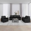 Sofa Sofos komplektas su pagalvėlėmis, 3 dalių, juodas, dirbtinė oda