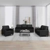 Sofa Sofos komplektas su pagalvėlėmis, 3 dalių, juodas, dirbtinė oda