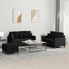 Sofa Sofos komplektas su pagalvėlėmis, 3 dalių, juodas, audinys