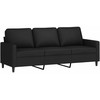 Sofa Sofos komplektas su pagalvėlėmis, 3 dalių, juodas, aksomas