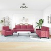 Sofa Sofos komplektas su pagalvėlėmis, 3 dalių, vyno, aksomas