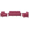 Sofa Sofos komplektas su pagalvėlėmis, 3 dalių, vyno, aksomas