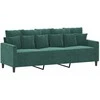 Sofa Sofos komplektas su pagalvėlėmis, 3 dalių, žalias, aksomas