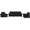 Sofa Sofos komplektas su pagalvėlėmis, 3 dalių, juodas, aksomas