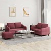 Sofa Sofos komplektas su pagalvėlėmis, 3 dalių, vyno, audinys