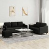 Sofa Sofos komplektas su pagalvėlėmis, 3 dalių, juodas, audinys