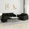 Sofa Sofos komplektas su pagalvėlėmis, 3 dalių, juodas, audinys