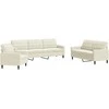 Sofa Sofos komplektas su pagalvėlėmis, 3 dalių, kreminis, aksomas