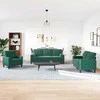 Sofa Sofos komplektas su pagalvėlėmis, 3 dalių, žalias, aksomas