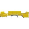 Sofa Sofos komplektas su pagalvėlėmis, 3 dalių, geltonas, aksomas