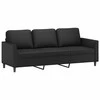 Sofa Sofos komplektas su pagalvėlėmis, 3 dalių, juodas, dirbtinė oda
