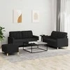 Sofa Sofos komplektas su pagalvėlėmis, 3 dalių, juodas, audinys